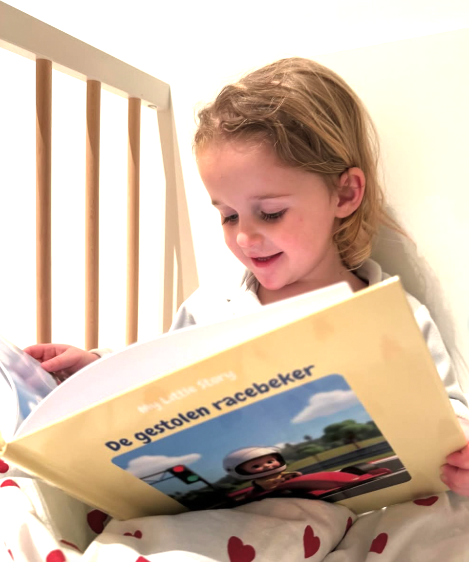 Eleonore with her personalized My Little Story book